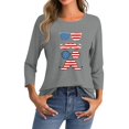 thumbnail image 2 of Patriotic Shirts for Women 3/4 Sleeve Pullover Top Stand Collar Printed Blouse All-Season Comfortable Tunic Shirt for Everyday Wear Grey S, 2 of 4
