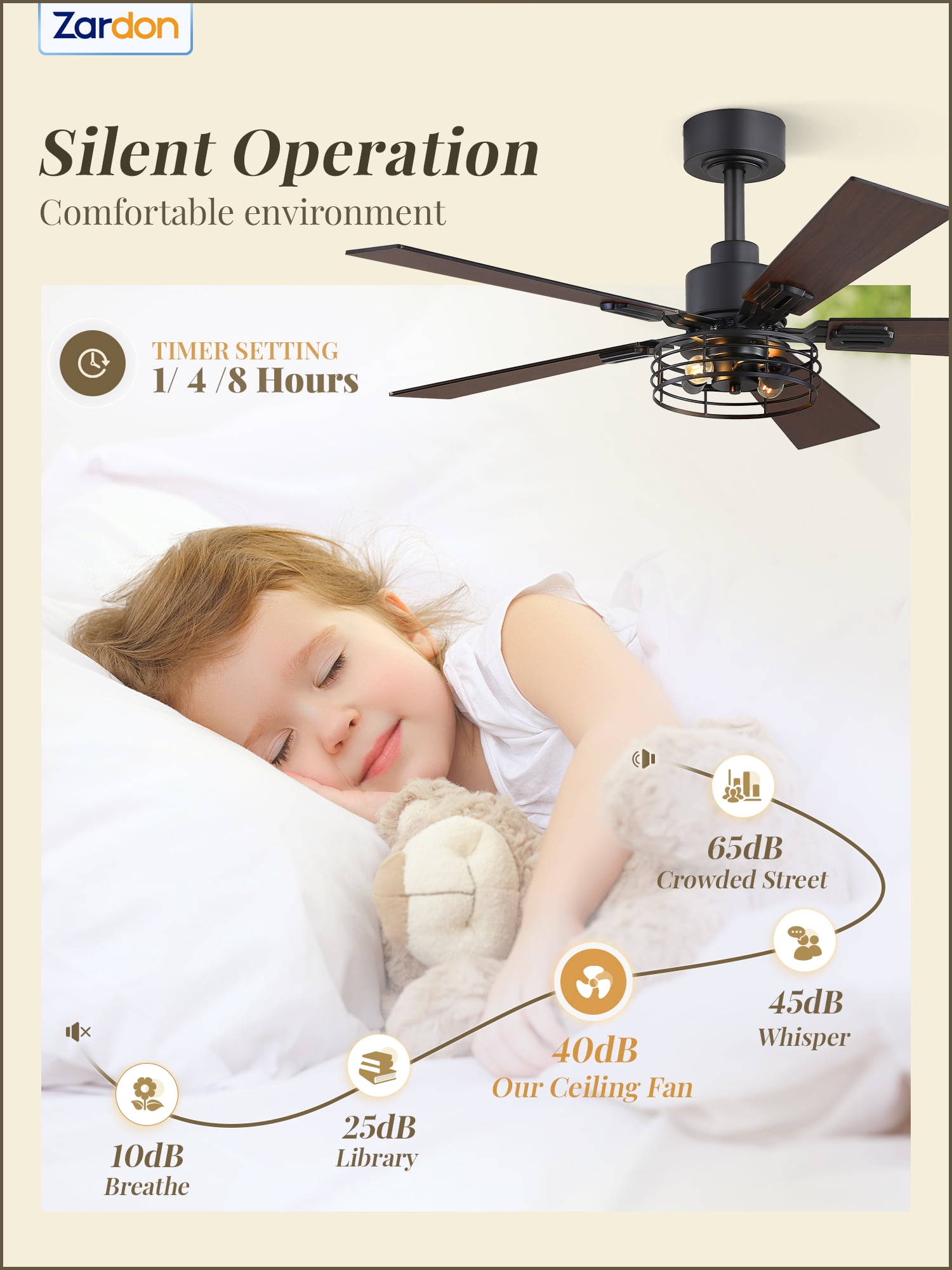 Zardon 42" Black Farmhouse Ceiling Fans with Light and Remote, 2 Pack Industrial Caged Fans with Quiet DC Motor, 6-Speed for Bedroom, Living Room, Indoor