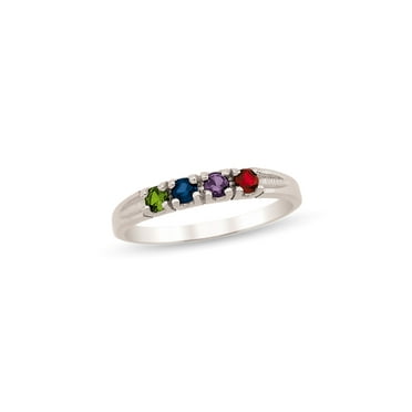 Personalized Birthstone Family Ring in Sterling Silver