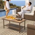 thumbnail image 6 of DEXTRUS Outdoor Wicker Coffee Table Rattan Faux Wood Top Side Table w/Storage for Garden, 6 of 7