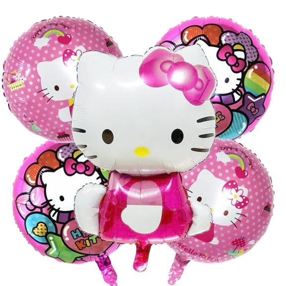 5 PCS Kitty Cat Balloons Birthday Party Balloons Kitty Balloons Foil Balloons