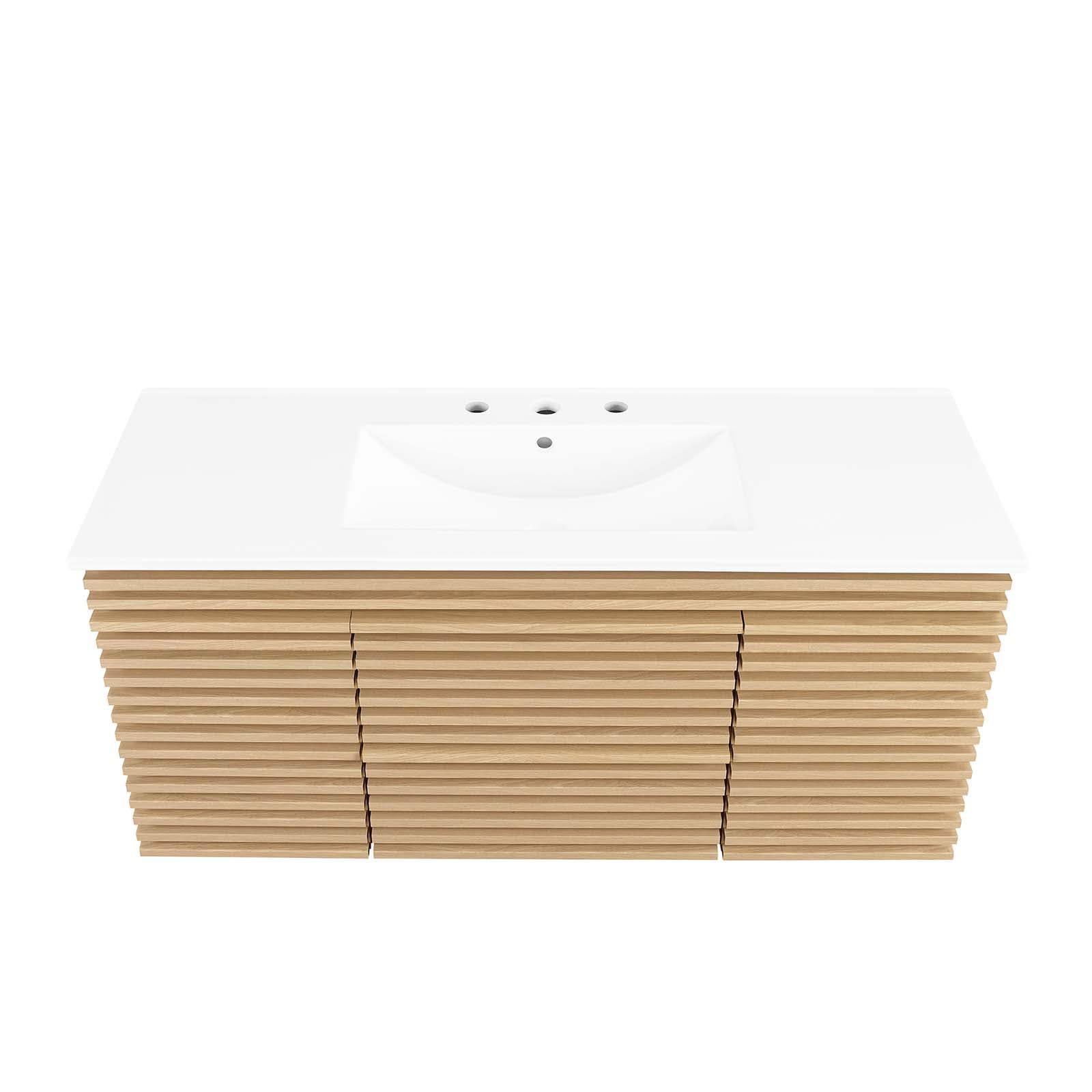 Modway Render 48" Wall-Mount Bathroom Vanity in Oak White