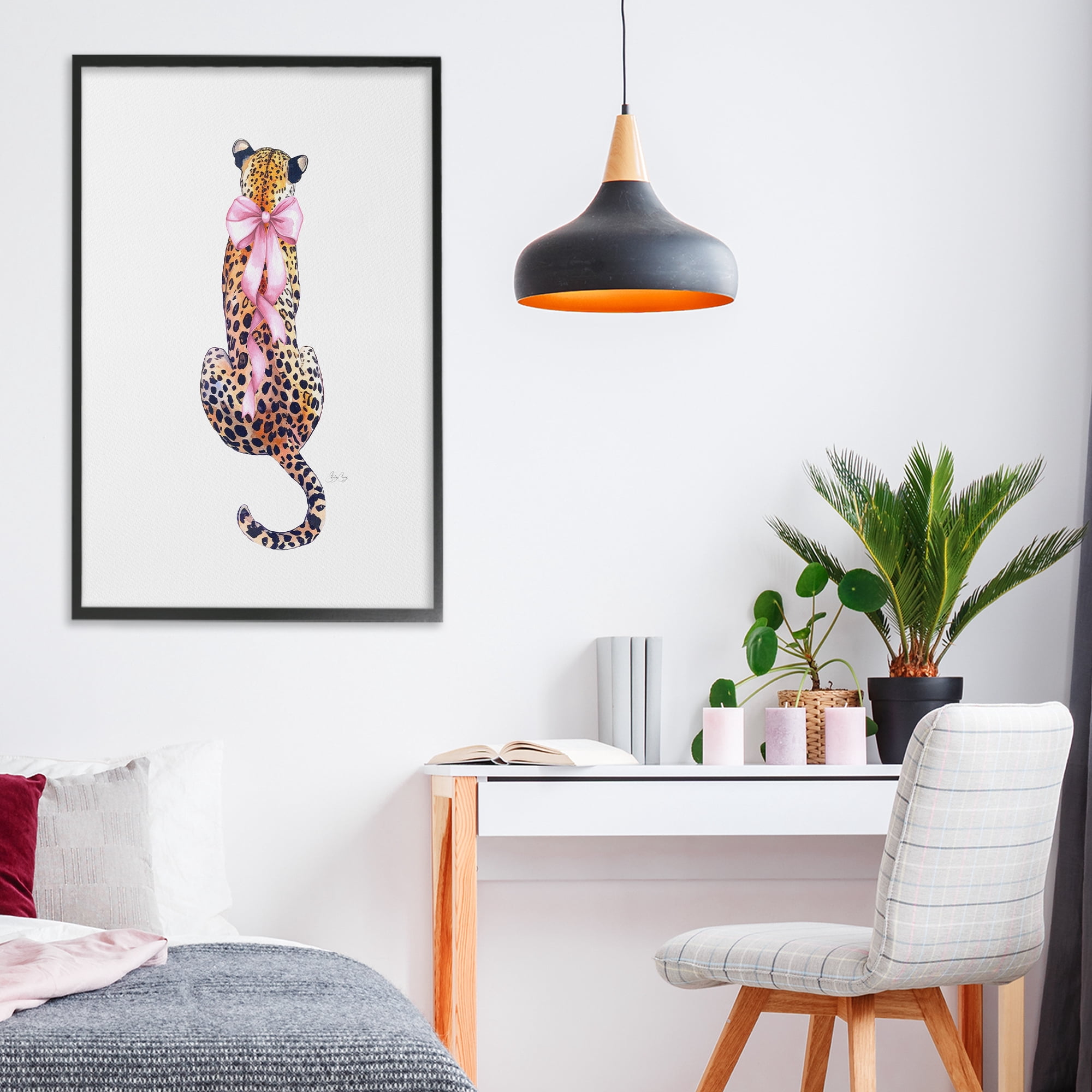 Stupell Industries Poised In Pink Cheetah Black Framed Giclee Art, design by Shelly Craig