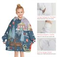 thumbnail image 6 of Dark Blue Christmas Santa Pattern Blanket Hoodies for Kids 6-13YR Oversize Wearable Blanket Hoodies for Boys Girls Teens, 6 of 7