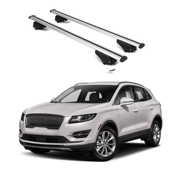ERKUL Roof Rack Cross Bars for Lincoln MKC 2015-2019 | Aluminum Crossbars with Anti Theft Lock for Rooftop | Compatible with Flush Rails - Silver