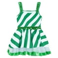 thumbnail image 6 of TiaoBug Kids Girls Chritsmas Candy Cane Costume Sequins Sleeveless Striped Figure Skating Tutu Dress Green 16, 6 of 7