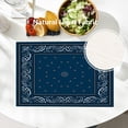 thumbnail image 2 of Blue Paisley Black Placemats,Floral Bandana Silk Neck Scarf Washable Linen Table Mats for Kitchen Table Double Insulation Decor Dining Set Indoor Outdoor 12X18 in Set of 4, 2 of 6