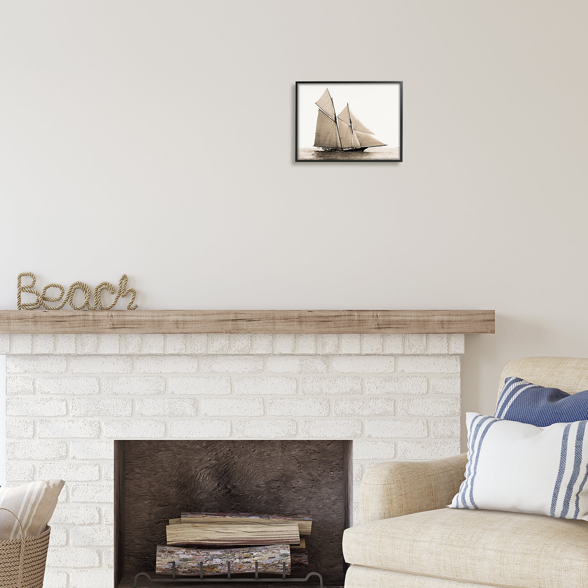 Stupell Industries Vintage Sailboat Photography Transportation Photography Black Framed Art Print Wall Art, 14 x 11