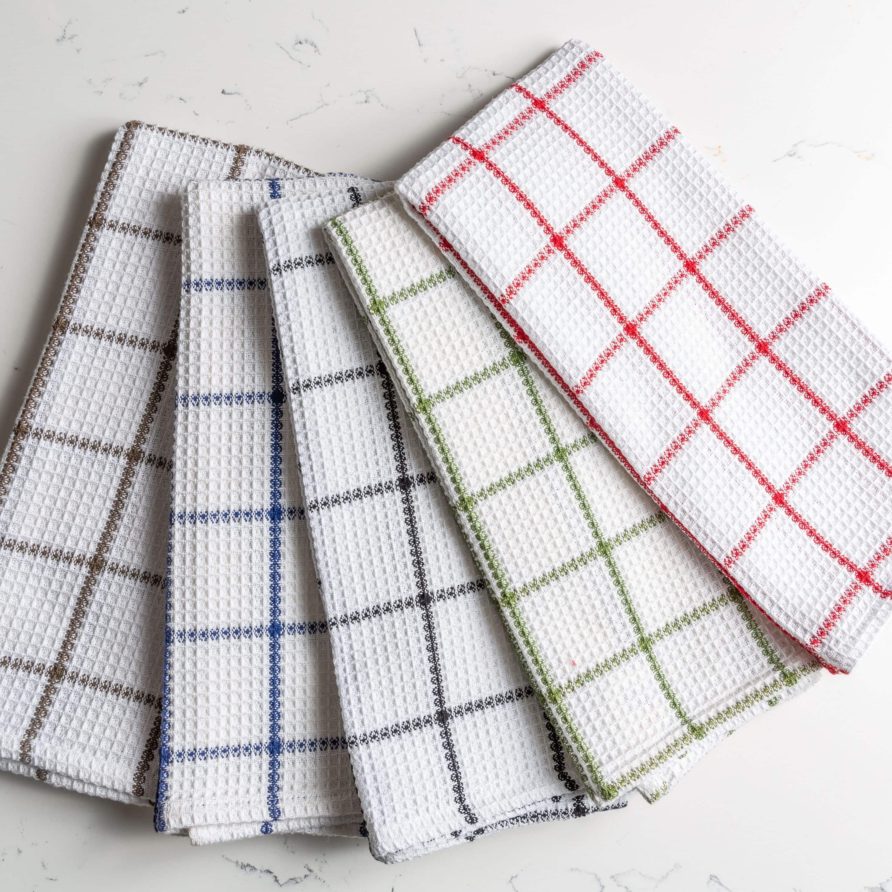 Fabstyles  Solo Waffle Cotton Kitchen Towel Set of 4 - 18x28 Red