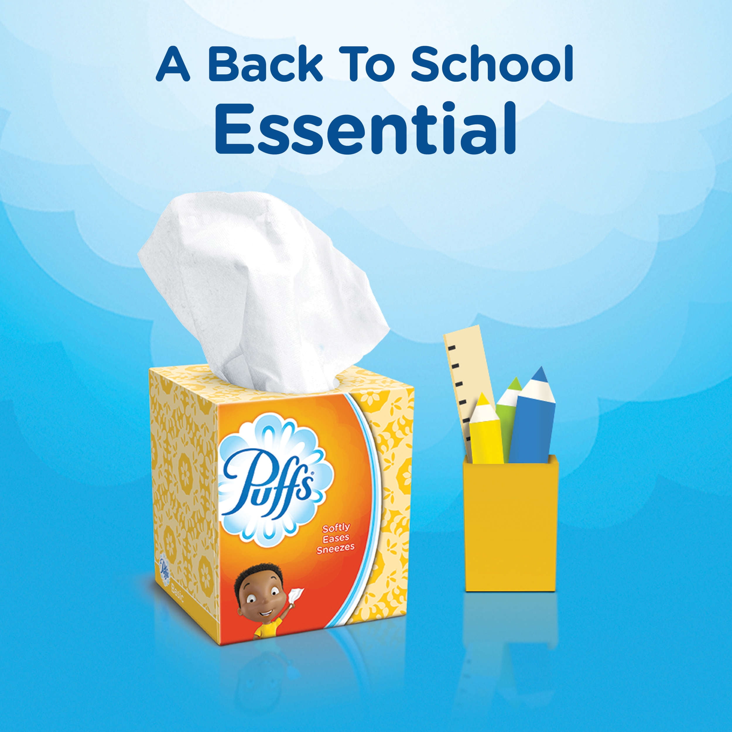 Puffs - Brandclub - Puffs Basic Facial Tissues, 1 Cube, 64 Tissues