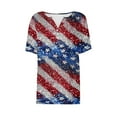 thumbnail image 4 of Uaswgudfs ​Women's Independence Day US Flag Sequined Star-Stripe V-Neck Tee - Patriotic Festival Tops & Shirts Multicolor L, 4 of 5