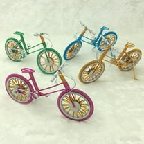 Masteelf Handmade Blue Aluminium Wire Bike Model for Desktop Decoration and Home Decor Miniature Figurine 4.5 Inches