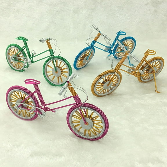 Masteelf Handmade Blue Aluminium Wire Bike Model for Desktop Decoration and Home Decor Miniature Figurine 4.5 Inches