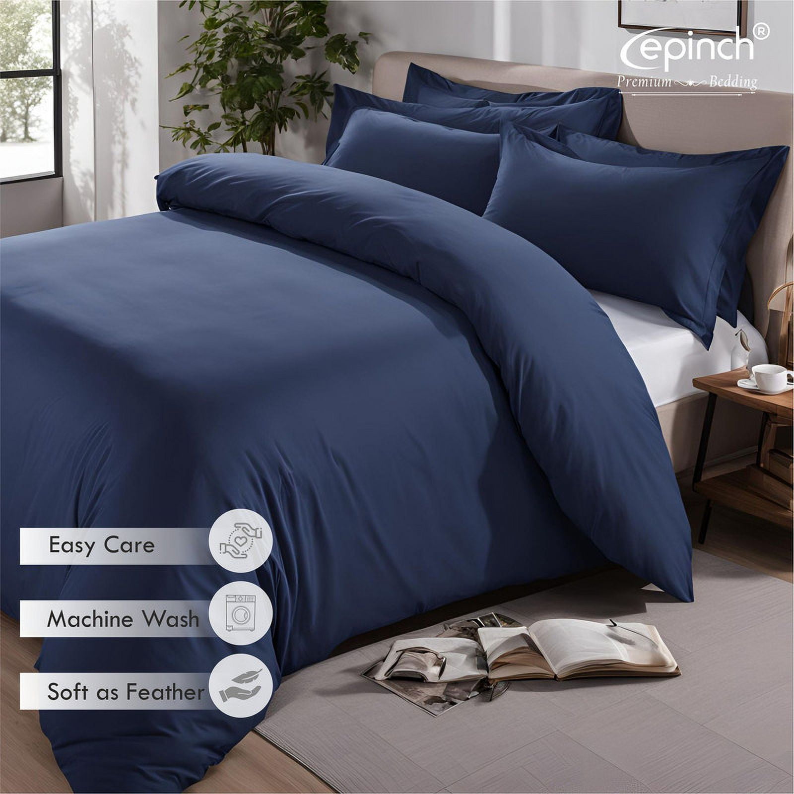 Duvet Cover Set 1200TC 100% Cotton 3-Piece, Duvet Cover ,Sham Zip & Tie Closure Pack of 1&nbsp;(Olympic Queen_90 X 98 Inch)