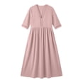 thumbnail image 6 of ClodeEU Women's V Neck 3/4 Sleeve Tiered Midi Dress,Casual Loose Flowy Beach Vacation Dress Pink,Women's Plus L, 6 of 9