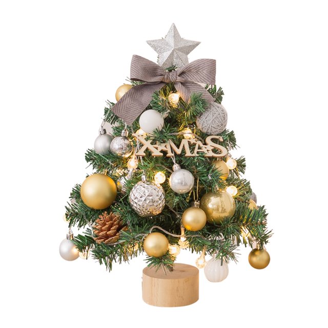 Pisexur Christmas Decorations 17.7 Inch Mini Christmas Tree With LightsSmall Tabletop Flocked Christmas Tree With 20 LED Lights And Wooden Base Xmas Decorations For Holiday Party Home