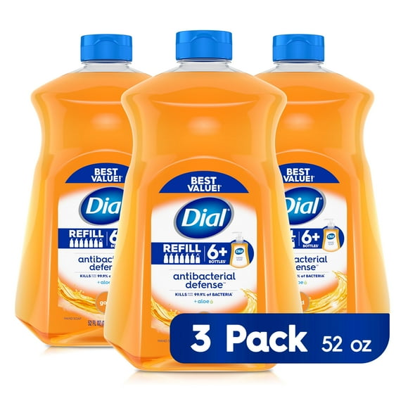 Dial - Recambio de jabón líquido para manos antibacteriano, color dorado, 52 onzas líquidas, paquete de 3