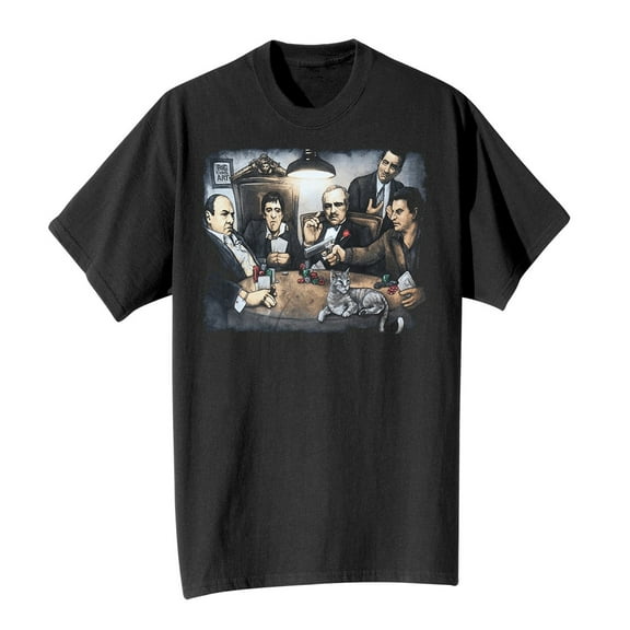 Get Down Art Men's Gangsters Playing Poker T-Shirt -Scarface Godfather (Small)