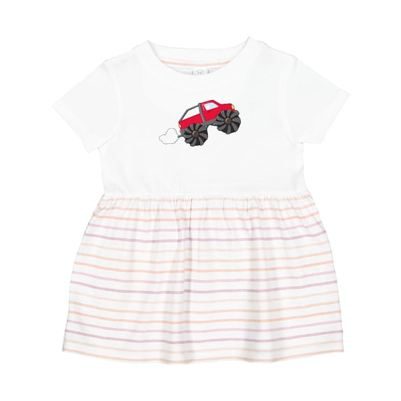Inktastic Red Monster Truck Action Girls Baby Dress