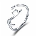 thumbnail image 5 of Anillos de Plata de Ley 925, Anillo Ajustable Estilo Gato Abierto Bisutería para Niñas Adolescentes Regalo Tamaños Universales, Plata de Ley 925, Sin Piedra, 5 of 5