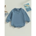 thumbnail image 2 of Cenuakty Baby Girls Boys Sweatshirts Rompers Solid Color Crew Neck Long Sleeve Toddler Jumpsuits Fall Clothes Infant Bodysuits, 2 of 8
