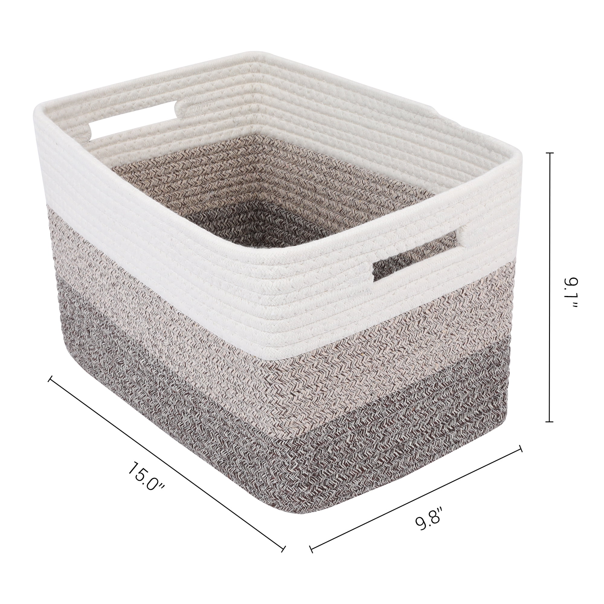 Unique Bargains Storage Basket with Handles Brown 15*9.8*9.1in