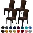 thumbnail image 1 of Velvet Chair Covers for Dining Room Set of 4, Stretchy Dining Chair Covers, Washable Kitchen Chair Slipcovers, Classy Decor for Home and Banquet (Chocolate, 4 Pack), 1 of 7
