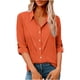 thumbnail image 1 of Camisas de Manga Larga para las Mujeres Blusa de Túnica de Imitación de Botón de Solapa de Ajuste Suelto con Tela Suave, Top de Verano Transpirable para Uso Diario Informal, 1 of 7