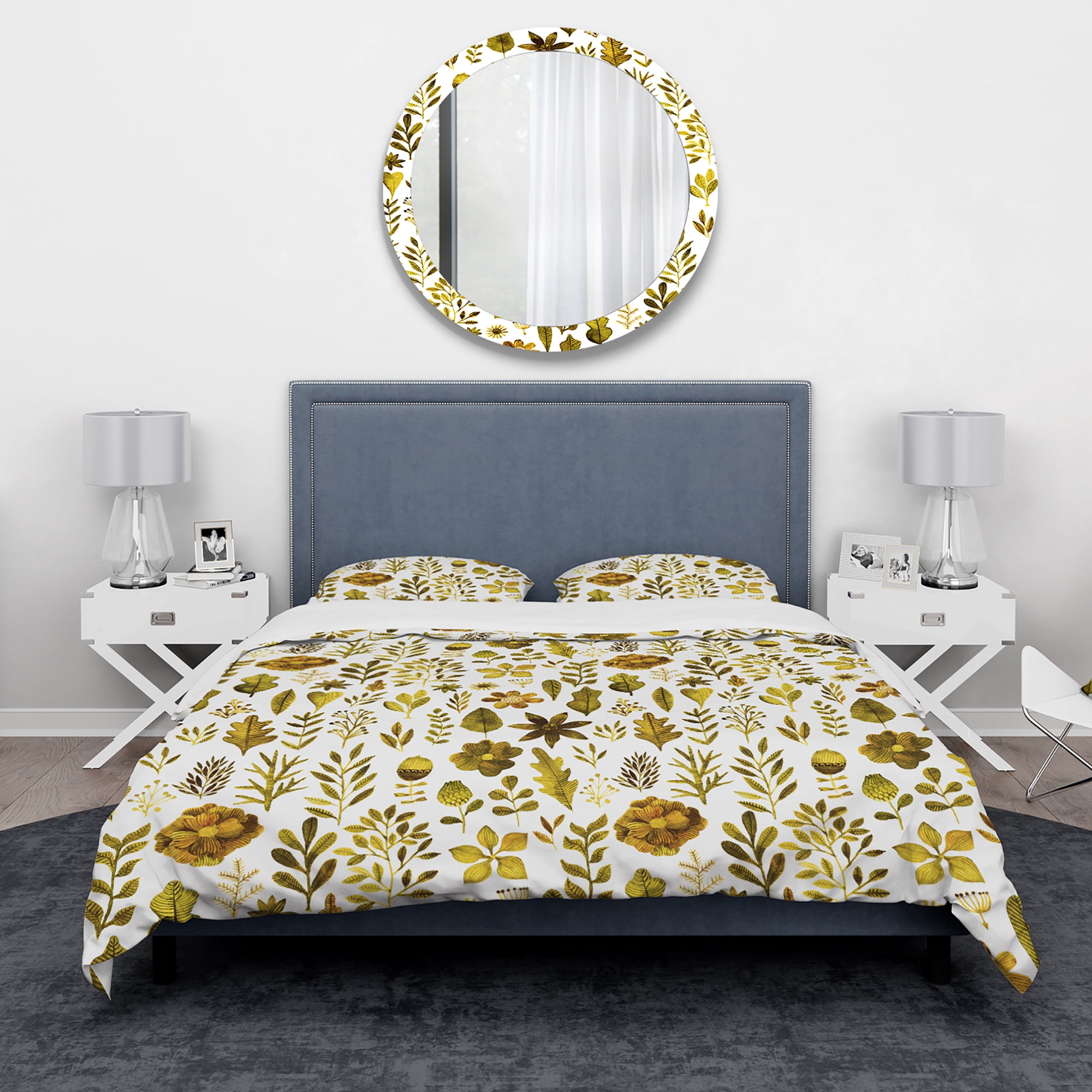 Designart 'Watercolor Texture with Flowers & Plants' Modern & Contemporary Duvet Cover Set