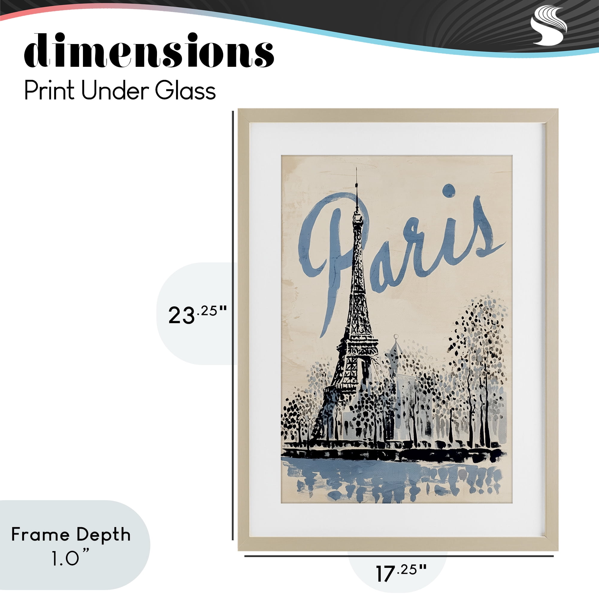 Stupell Industries Blue & Beige Paris Travel Birch Framed Print Under Glass, design by Annabelle Hall