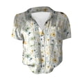 thumbnail image 4 of Womens Button Down Blouse Dressy Casual Floral Print Short Sleeved Lapel Collar Tunic Tops Stretch Comfy Loose Fit Shirts with Pockets, 4 of 4
