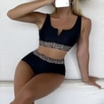 thumbnail image 2 of Sngxgn Set for Women Bathing Suit High Waisted V Neck Two Pieces Swimsuit(Black,L), 2 of 5