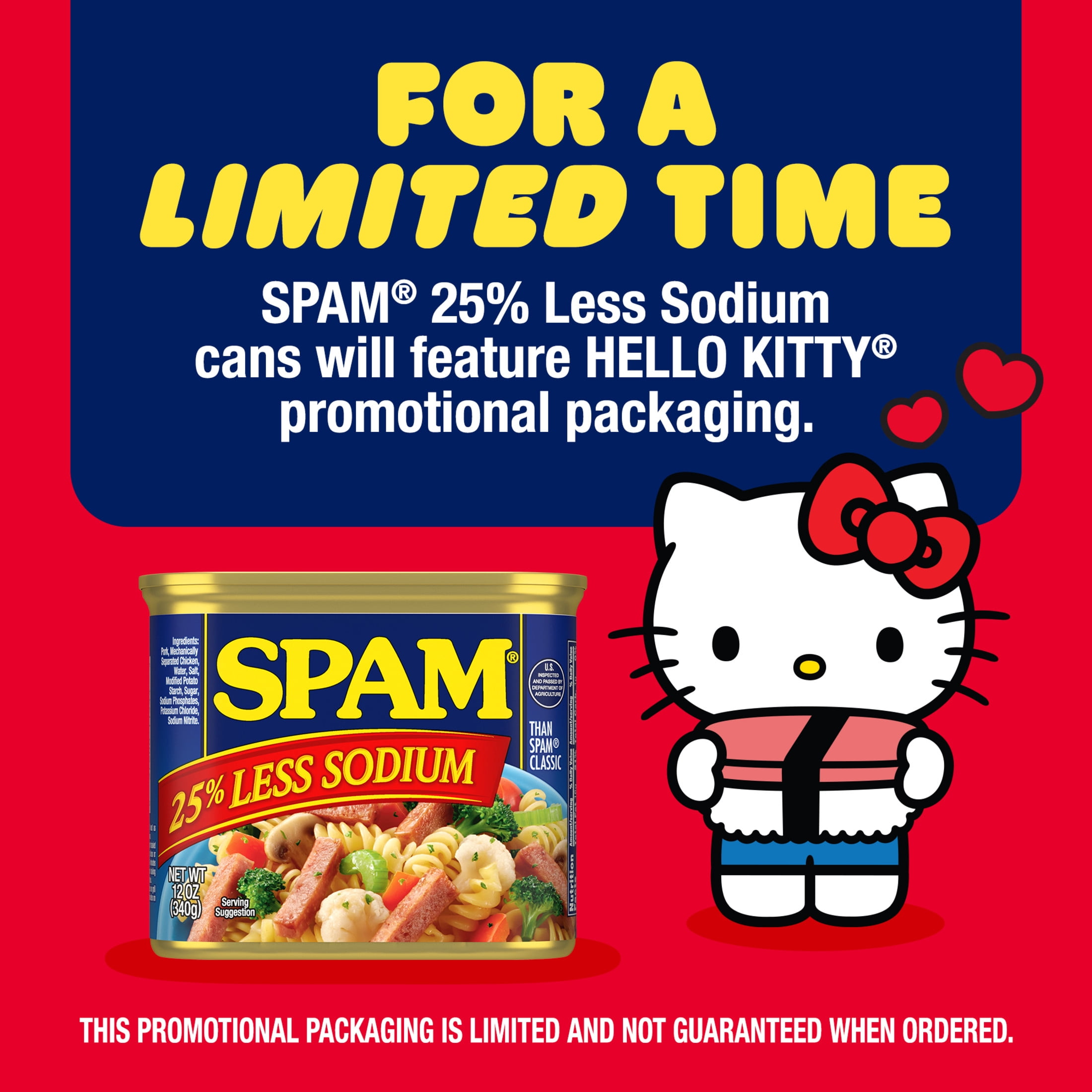 SPAM 25% Less Sodium, Canned Meats, 7 g Protein, Shelf-Stable, 12 oz Aluminum Can