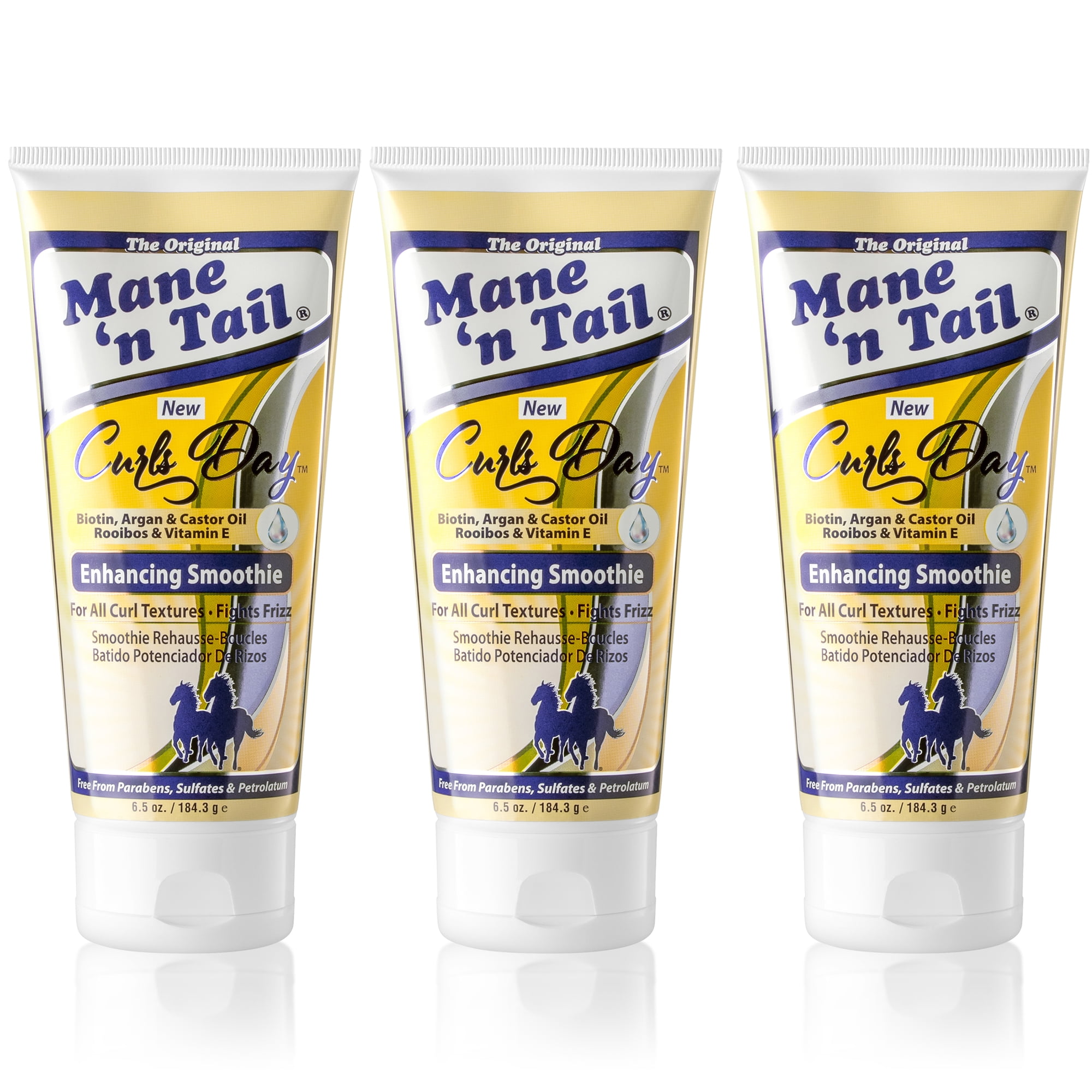 Mane 'n Tail Curls Day Enhancing Smoothie (3 Pack) – For All Curl Textures, Paraben & Sulfate Free, Made with Biotin, Argan & Castor Oil, Rooibos & Vitamin E (6.5 Oz Each)