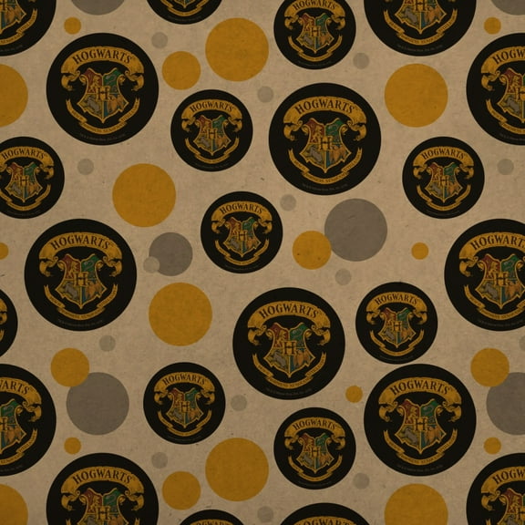Harry Potter Ilustrated Hogwart's Crest Premium Kraft Gift Wrap Wrapping Paper Roll