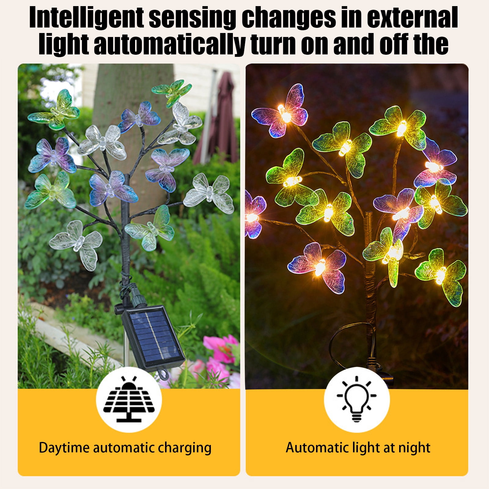 Solar Garden Lights - Solar Butterfly Lights Outdoor Decorations Multi-Color Changing LED Waterproof Stake Lights For Garden Yard Pathway Patio & Lawn Gifts for Mother's Day Mom Women