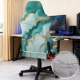 thumbnail image 6 of FUIALDOLG Turquoise Green Gaming Chair Covers Stretchable Slipcover for Computer Chair High Back Chairs Non-slip Scratch Proof Rotating Boss Chairs Cover with Armrest Pads for Women, 6 of 9