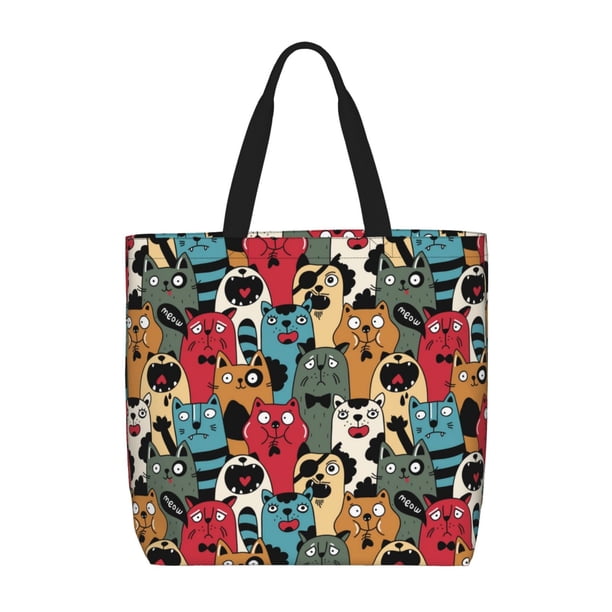 Balery Different Cats 1 Bolsa de Mano para Mujeres con Cremallera, Bolsa de Gimnasio con Compartimentos, Bolsa para Laptop, Bolsa para Trabajo