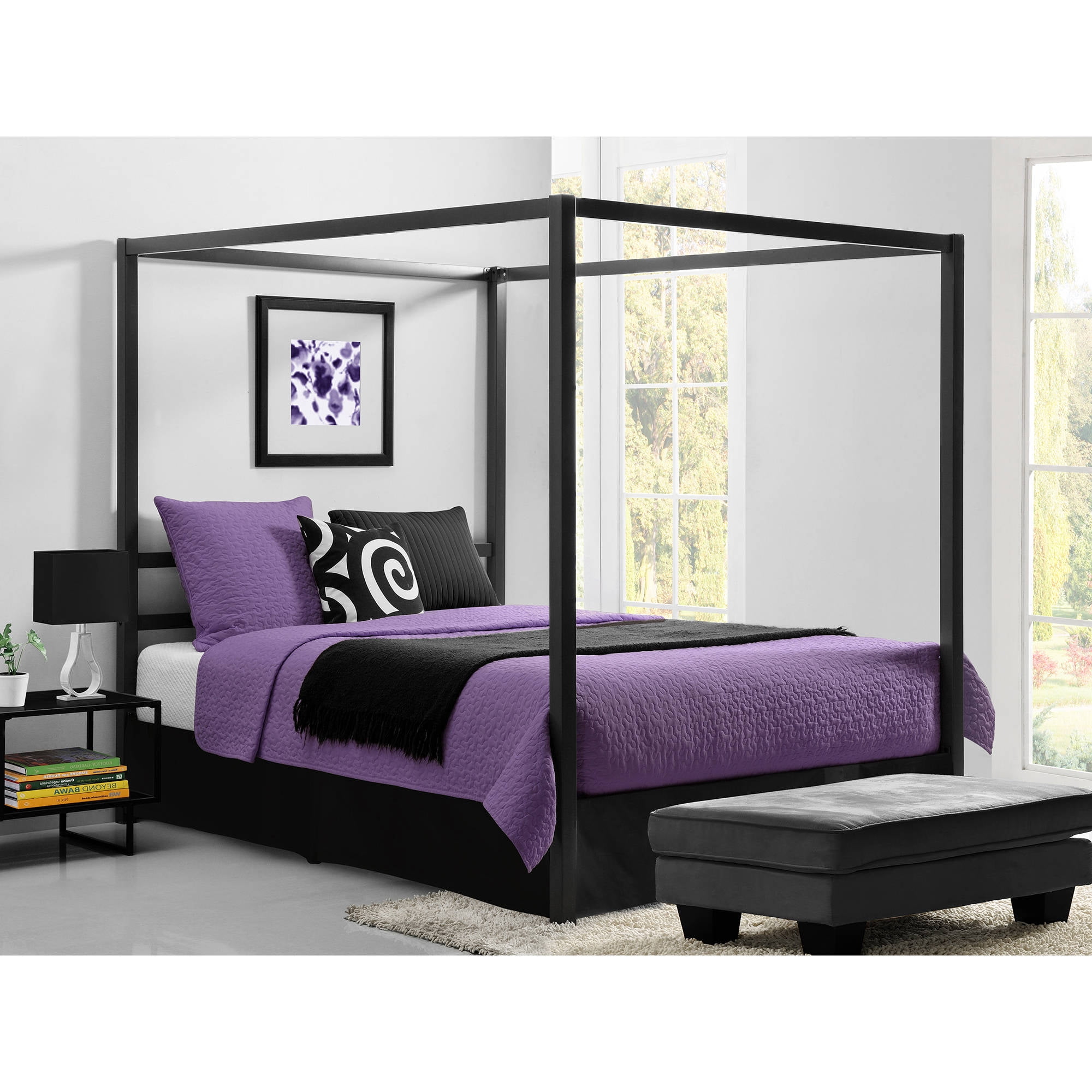 Dorel Modern Canopy Queen Metal Bed Multiple Colors Walmartcom