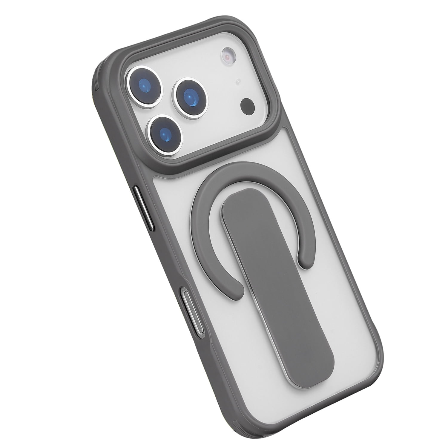 Sophisticated Matte Stand Holder Case with Magsafe for iPhone 17 Pro - Gray