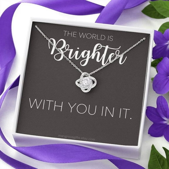 Mental Health Necklace The World Is Brighter With You In It Mental Health Gift, Motivational Necklace, Encouragement Gift, Good Vibe Gift that Lifts Spirits