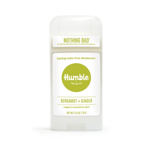 Humble Brands Desodorante sin aluminio, vegano y libre de crueldad, formulado para pieles sensibles, bergamota y jengibre, 2.5 onzas (paquete de 1)