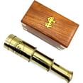 thumbnail image 2 of Nautical Brass Spyglass Telescope with Wooden Box, Brass Pirate Brass Telescope, Spyglass Collapsible Monocular Decorative Telescope with Glass Optics for Gift (Polish Finish), 2 of 8