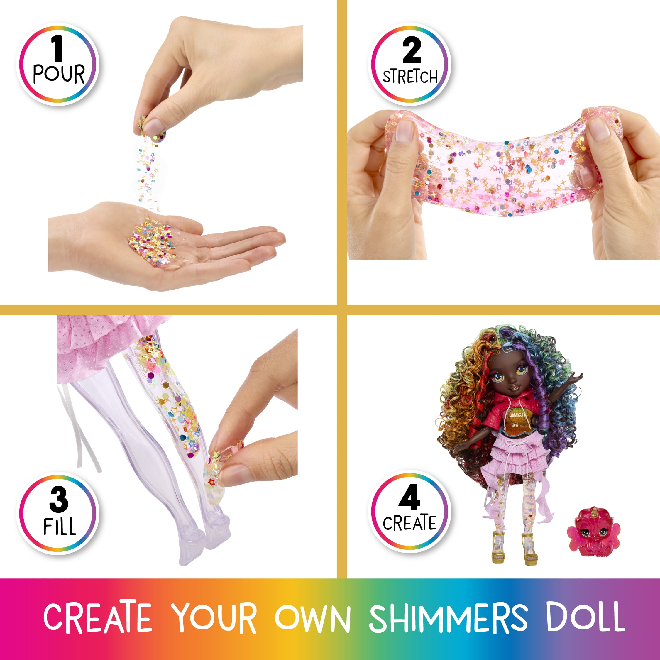 Rainbow High Rainbow Shimmers with Slime – Iris, Rainbow 11”, Create a Rainbow Fashion Doll, Slime