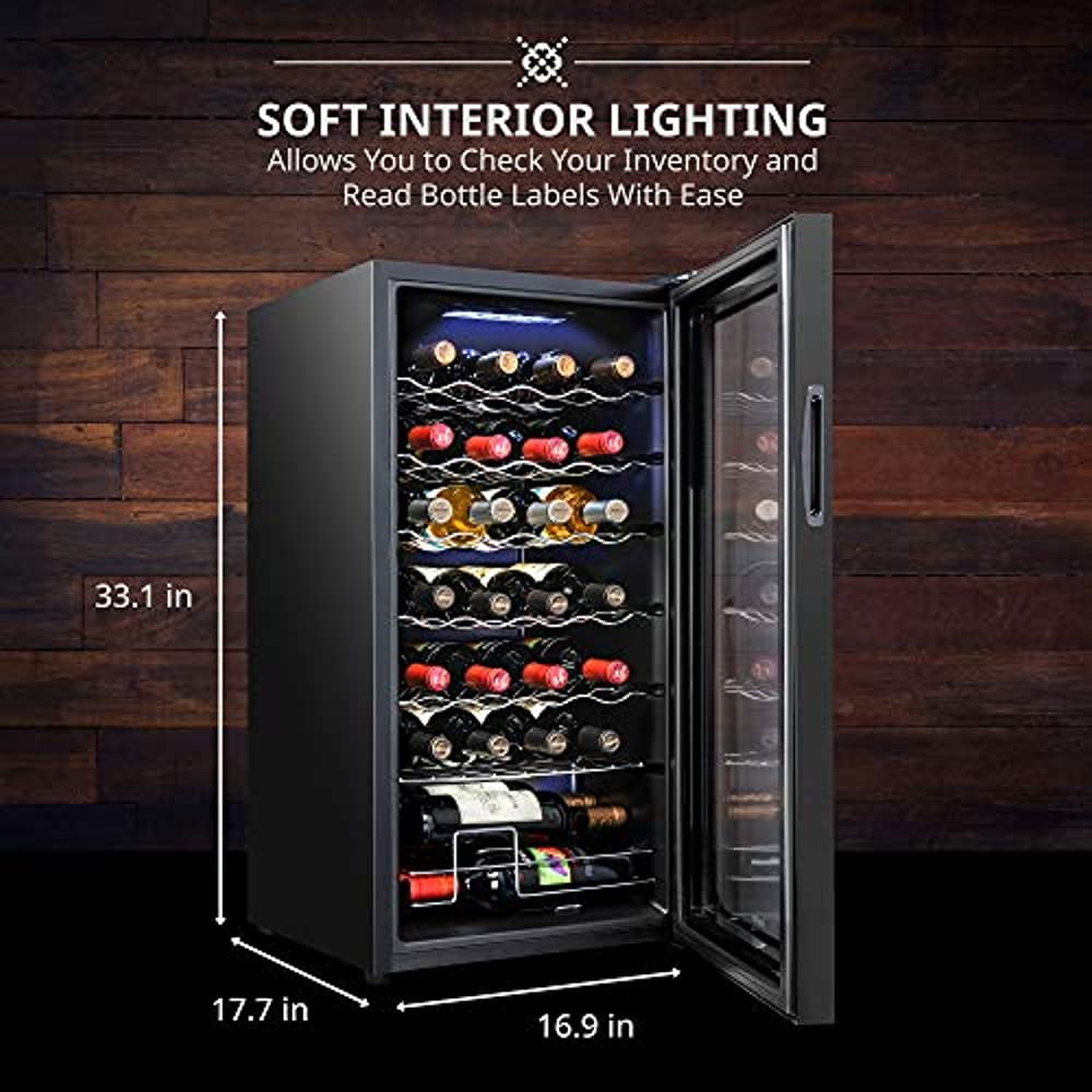 IVATION Compressor Wine Cooler Refrigerator with Lock, Black