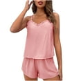 thumbnail image 4 of 2 Pack ylioge Womens Cute Short Pajama Sets 2 Piece Lightweight Sleeveless Tank Tops and Wide Leg Shorts Solid Color Breathable Loungewear Pajamas Outfits, 4 of 8