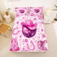 thumbnail image 5 of jejeloiu Pink Disco Cowgirl Full Size Sheets Kids,Girly Western Pattern Bed Sheets,4 Pieces, 5 of 6