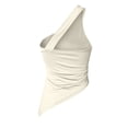 thumbnail image 3 of UPPADA Womens One Shoulder Tops Summer Sleeveless Ribbed Tank Top Casual Cute Slim Basic Cami Tees for Beach Vacation,Tank Top for Women Casual Cropped Tanks Beige,XL, 3 of 6