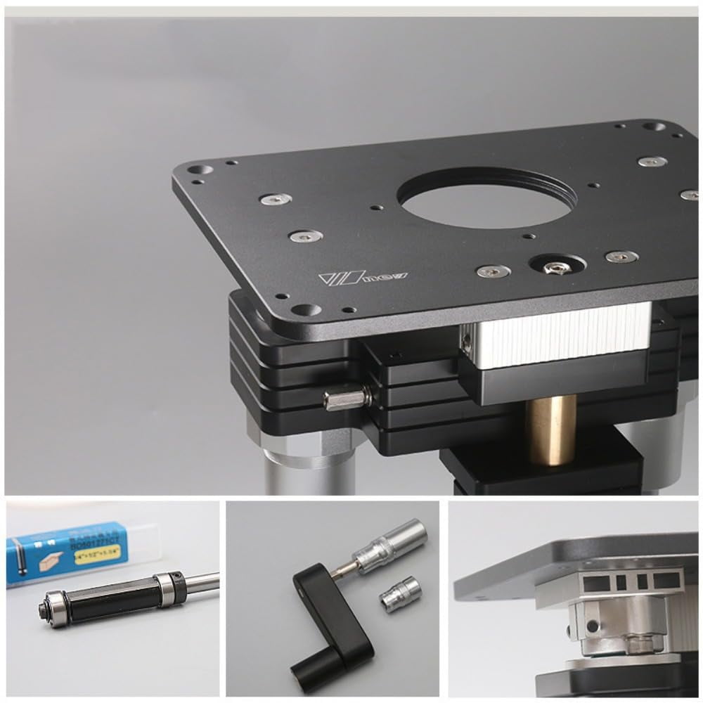 Woodworking Heavy Duty Router Lift with Aluminium Router Table Insert Plate Woodworking Tools