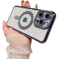 thumbnail image 6 of for iPhone Case,[Compatible with MagSafe] Glitter Bling Sparkly Diamond ElectroPlated Bumper Camera Lens Protection Clear Soft Shockproof Phone Case (Purple,iPhone 15 Plus), 6 of 6